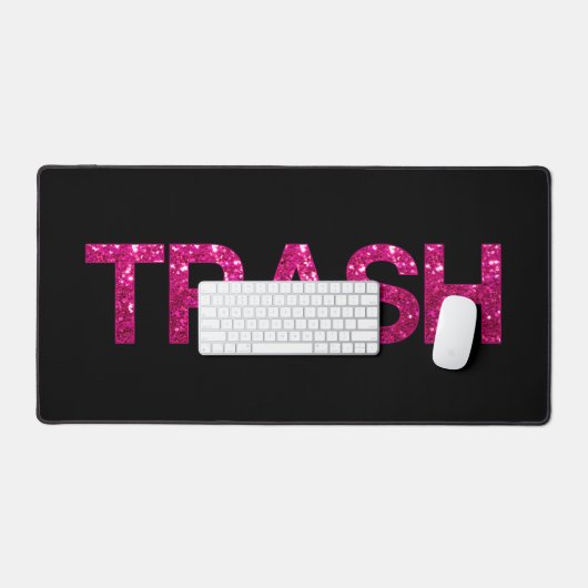 Trash Pink Glitzer auf schwarz Schreibtischunterlage (Tastatur & Maus)