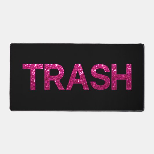 Trash Pink Glitzer auf schwarz Schreibtischunterlage (Vorderseite)