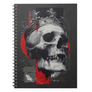 Trash Polka Kronen Totenkopf Rot Schwarz Grunge No Notizblock