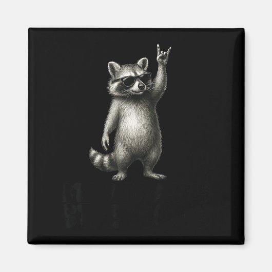 Trash Shades DJ Panda Raccoon Rock Magnet (Vorne)