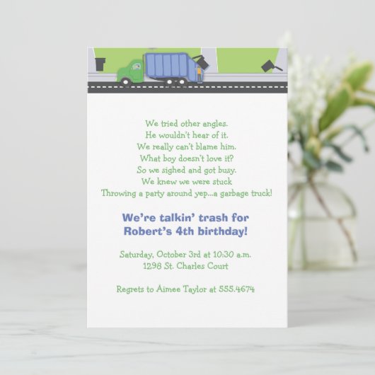 Trash Talking Birthday Einladung (Stehend Vorderseite)