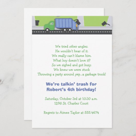 Trash Talking Birthday Einladung (Vorne/Hinten)