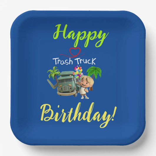 Trash Truck Pappteller (Vorderseite)