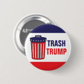 Trash Trump Red, White, & Blue Waste Can Political Button (Vorne & Hinten)