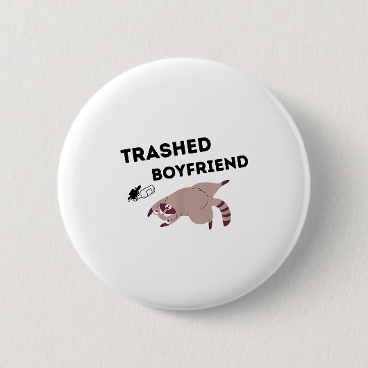 Trashed Boyfriend, Funny Trashed Panda Couples Pre Button (Vorderseite)