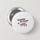 Trashed Boyfriend, Funny Trashed Panda Couples Pre Button (Vorne & Hinten)