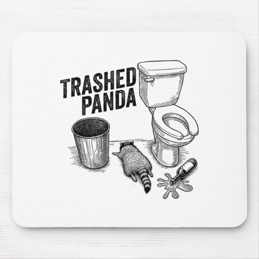 Trashed Panda, Funny Drunk Raccoon, Trash Panda Hu Mousepad (Vorne)