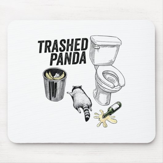 Trashed Panda, Funny Drunk Raccoon, Trash Panda Hu Mousepad (Vorne)
