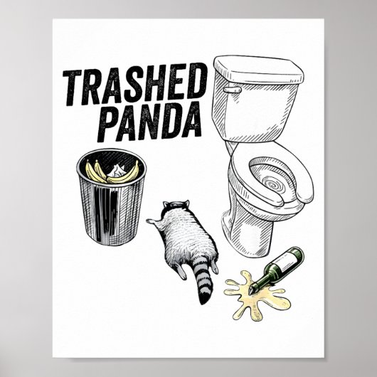 Trashed Panda, Funny Drunk Raccoon, Trash Panda Hu Poster (Vorne)