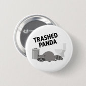 Trashed Panda Funny Drunk Racoon Button (Vorne & Hinten)