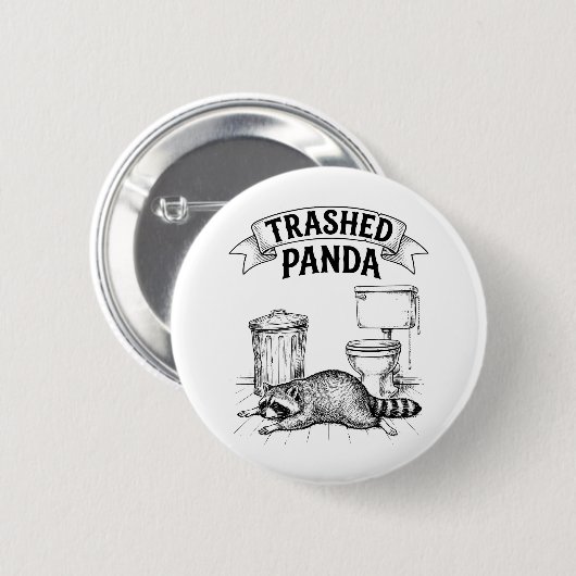 Trashed Panda Funny Drunk Racoon Button (Vorne & Hinten)