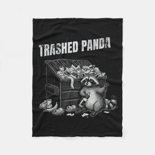 Trashed Panda Funny Drunk Racoon Cool Animals Grap Fleecedecke (Vorderseite)