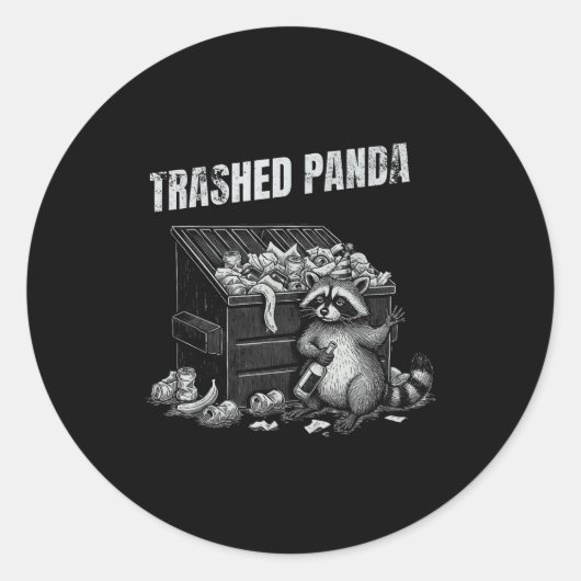 Trashed Panda Funny Drunk Racoon Cool Animals Grap Runder Aufkleber (Vorderseite)
