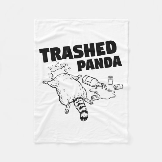 Trashed Panda Funny Drunk Racoon Fleecedecke (Vorderseite)