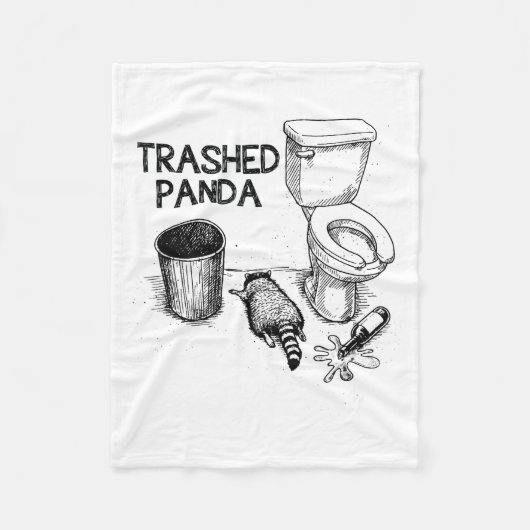 Trashed Panda Funny Drunk Racoon Fleecedecke (Vorderseite)