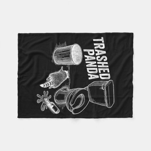 Trashed Panda Funny Drunk Racoon Fleecedecke (Vorderseite (Horizontal))