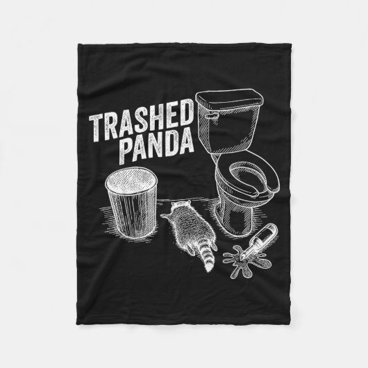 Trashed Panda Funny Drunk Racoon Fleecedecke (Vorderseite)