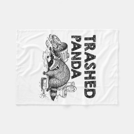 Trashed Panda Funny Drunk Racoon Gets Drunk Meme F Fleecedecke (Vorderseite (Horizontal))