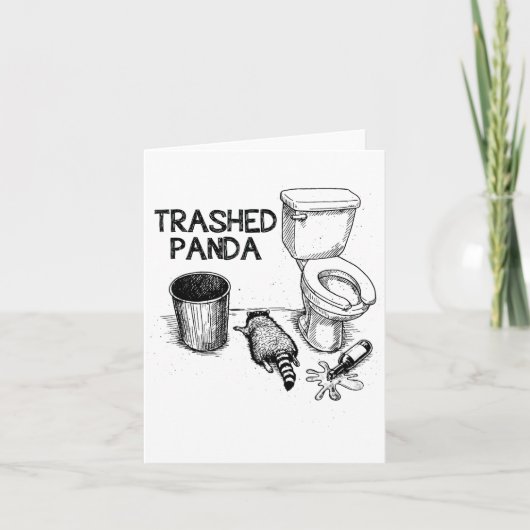 Trashed Panda Funny Drunk Racoon Karte (Vorderseite)