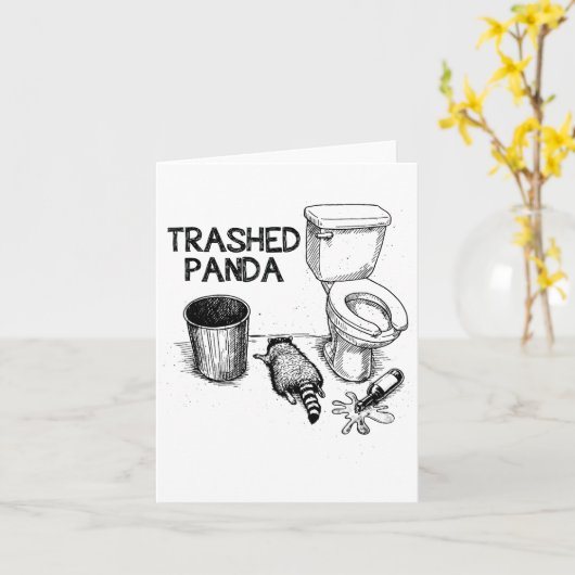 Trashed Panda Funny Drunk Racoon  Karte (Gelbe Blume)