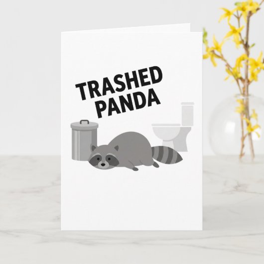 Trashed Panda Funny Drunk Racoon Karte (Gelbe Blume)