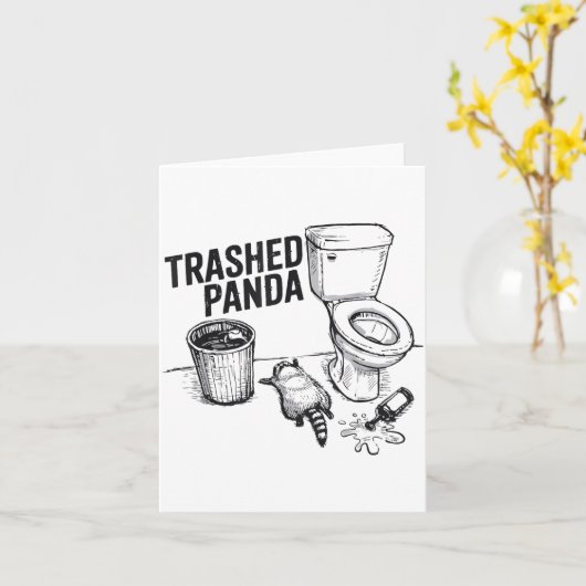 Trashed Panda Funny Drunk Racoon  Karte (Gelbe Blume)