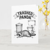 Trashed Panda Funny Drunk Racoon Karte (Gelbe Blume)