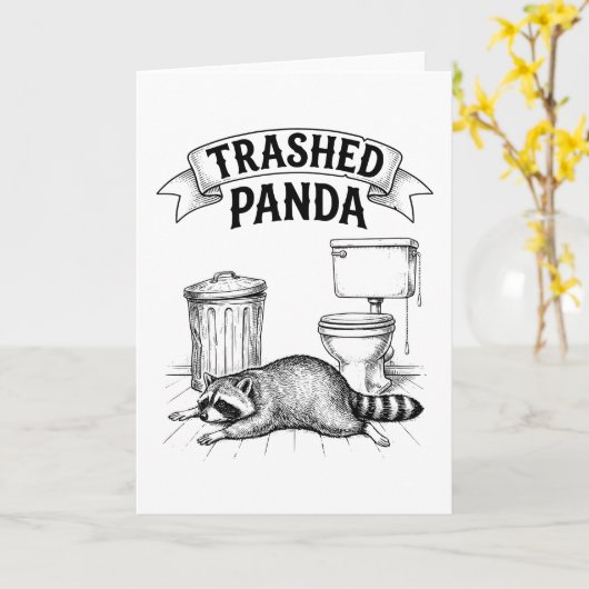 Trashed Panda Funny Drunk Racoon Karte (Gelbe Blume)