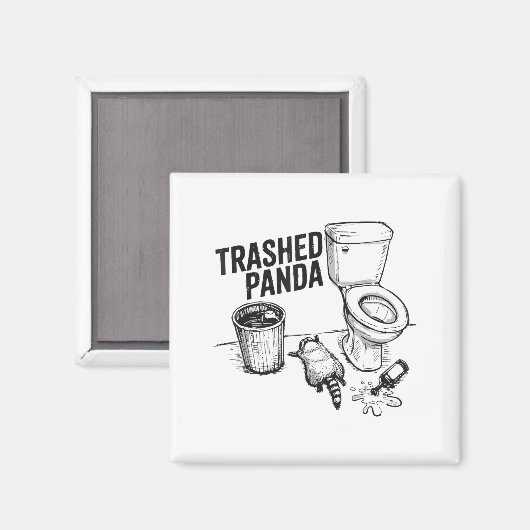 Trashed Panda Funny Drunk Racoon Magnet (Vorderseite/Rückseite)