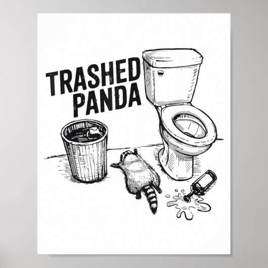 Trashed Panda Funny Drunk Racoon  Poster (Vorne)
