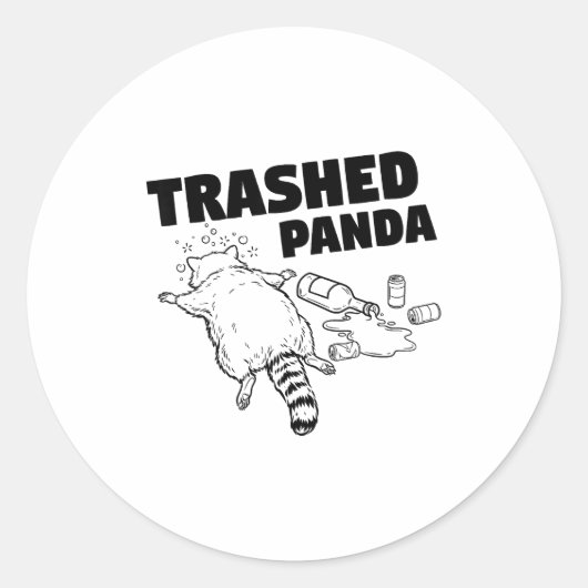 Trashed Panda Funny Drunk Racoon Runder Aufkleber (Vorderseite)
