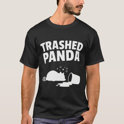 Trashed Panda Funny Drunk Racoon T-Shirt (Vorderseite)