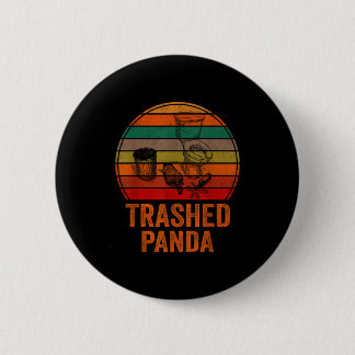 Trashed Panda Funny Drunk Racoon Vintage Funny Men Button