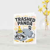 Trashed Panda New Year 2026 Funny Drunk Raccoon  Karte (Gelbe Blume)
