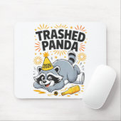 Trashed Panda New Year 2026 Funny Drunk Raccoon  Mousepad (Mit Mouse)