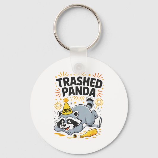 Trashed Panda New Year 2026 Funny Drunk Raccoon  Schlüsselanhänger (Vorderseite)