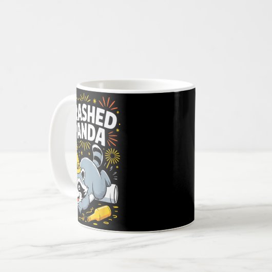 Trashed Panda New Year 2026 Funny Raccoon Design  Kaffeetasse (Vorderseite Links)