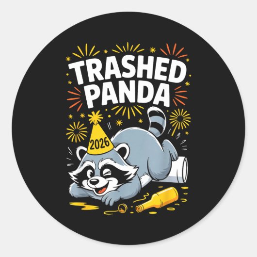 Trashed Panda New Year 2026 Funny Raccoon Design Runder Aufkleber (Vorderseite)