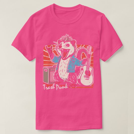 Trasher Opossum Punk Guitar Lover T-Shirt (Design vorne)