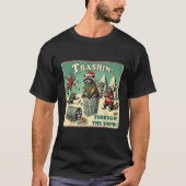 Trashin Through the Snow Christmas Raccoon Funny H T-Shirt (Vorderseite)
