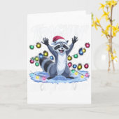 Trashin' Through The Snow Funny Christmas Raccoon Karte (Gelbe Blume)