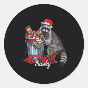 Trashy Christmas Raccoon Xmas Trash Panda Rac blei Runder Aufkleber