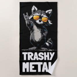 Trashy Metal Waschbär – Rock Hand Zeichen Illustra Strandtuch