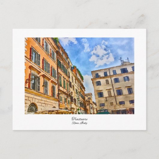 Trastevere Rome, Italien Aquarellmalerei Postkarte (Vorderseite)