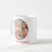 Tratschen über den Bräutigam Retro Brautjungfern Kaffeetasse (Vorderseite Links)