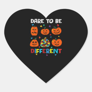 Trau Dich Anders Kürbis Autismus Halloween Herz-Aufkleber