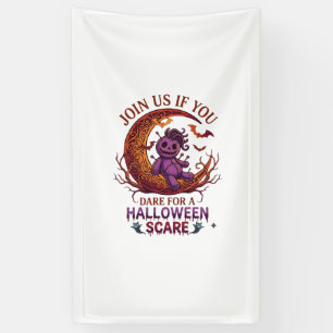 Trau dich Halloween Angst Lila Voodoo-Puppe Halbmo Banner
