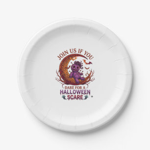 Trau dich Halloween Angst Lila Voodoo-Puppe Halbmo Pappteller