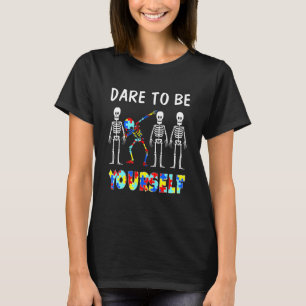 Trau Dich Selbst Dabbing Skelett Autismus-Bewussts T-Shirt