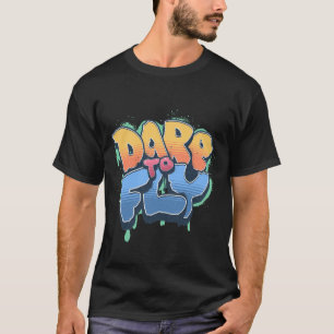 Trau Dich Zu Fliegen Retro-Sonnenuntergang-Graffit T-Shirt